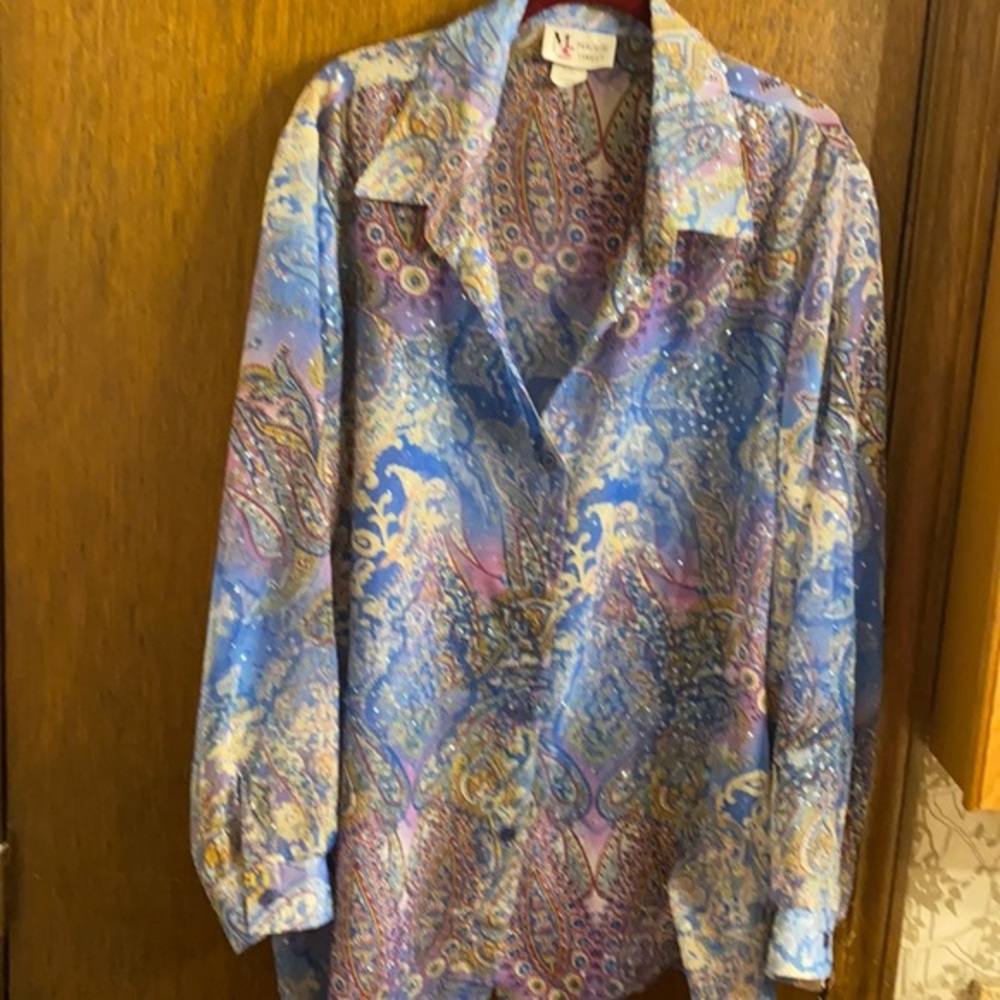 Sparkling Blues Blouse SIZE XL EUC